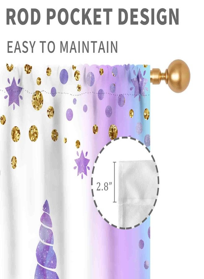 TKUYO Unicorn Curtains for Girls Bedroom, Ombre Rainbow Purple Princess Unicorn Colorful Blackout Rod Pocket Drpaes for Girls Kids Baby Room Living Room Nursery Window Treatments 2 Panels Sets, 84"x63" Inch - Image 5